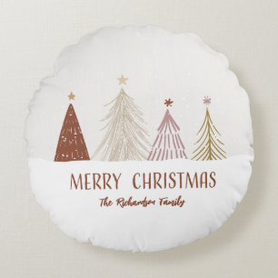 Cojín Redondo Árboles de Navidad Fiesta Personalizados Familia H