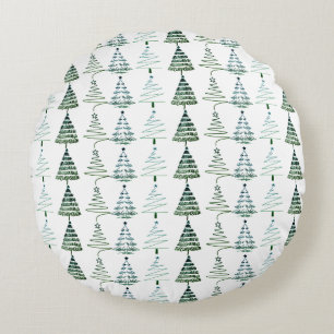 Cojín Redondo Árboles de Navidad Modernos Minimalistas Garabatos