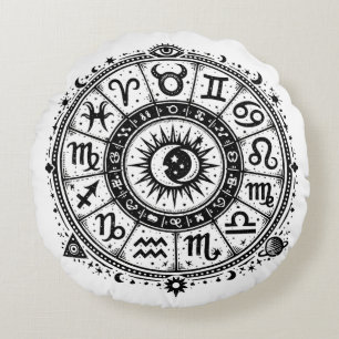 Cojín Redondo Arcanos del Zodiaco — Los Doce Signos por BurnsInH