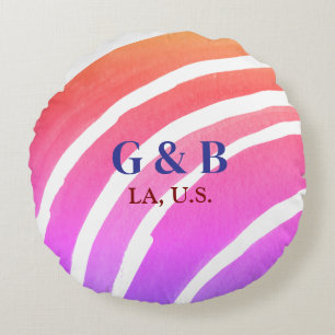 Cojín Redondo Arcoiris amarillo rosa añaden nombre de pareja ciu