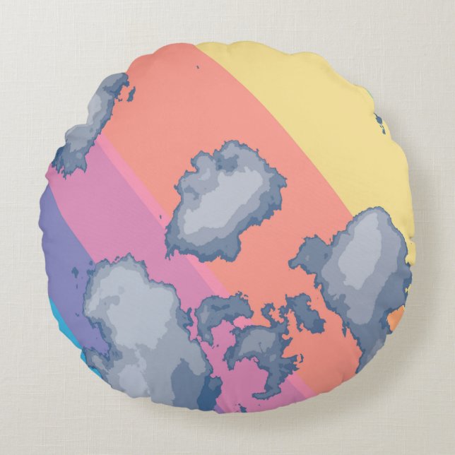 Cojín Redondo Arcoiris dibujado (Anverso)