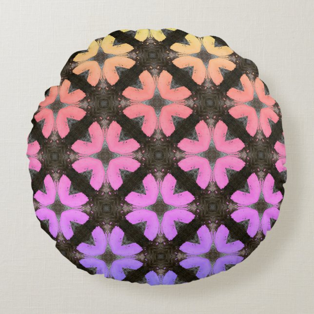 Cojín Redondo Arcoiris e hipster moderno negro (Anverso)