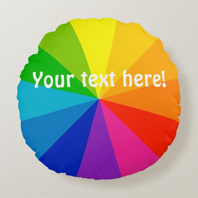 Cojín Redondo Arcoiris radiante (Anverso)