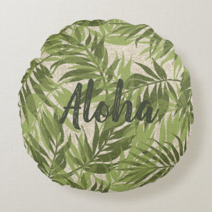 Cojín Redondo Areca Palms Hawai Tropical Vintage Aloha