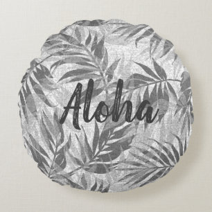 Cojín Redondo Areca Palms Hawaiian Tropical Vintage Aloha