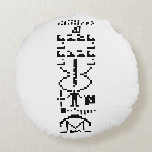 Cojín Redondo Arecibo Binary Message 1974 (Reverso)