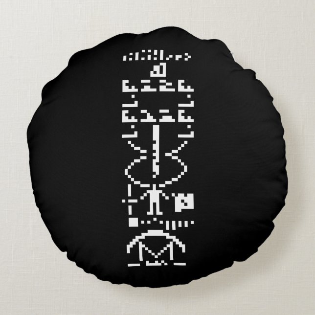 Cojín Redondo Arecibo Binary Message 1974 (Reverso)