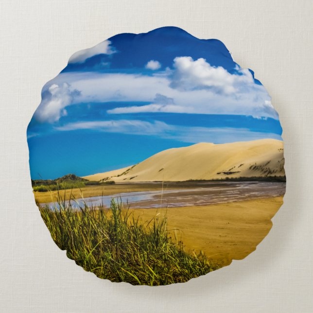 Cojín Redondo Arena rápida cerca de 90-Mile Beach, Nueva Zelanda (Reverso)