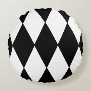 Cojín Redondo arlequín blanco y negro