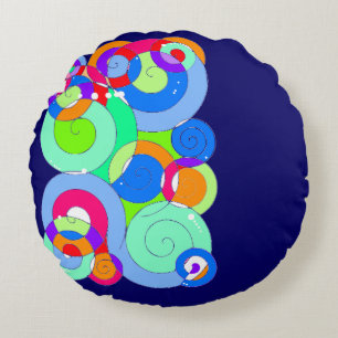 Cojín Redondo Armada de abstracción de arte espiral del arco iri
