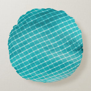 Cojín Redondo Armario textil de fondo a cuadros.