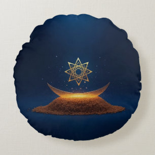 Cojín Redondo Armonía Dorada – Resonancia Divina del Shree Yantr
