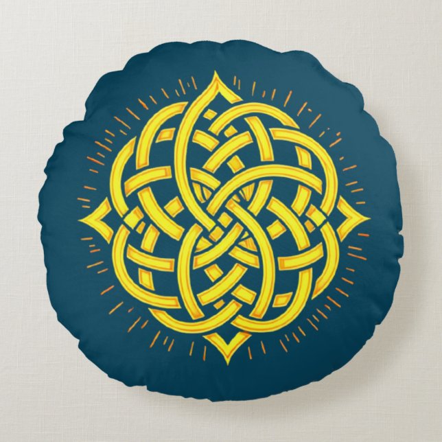 Cojín Redondo Armonía infinita: Arte de símbolo sagrado de Manda (Anverso)