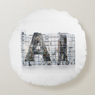 Cojín Redondo Arquitectura de letras industriales arte