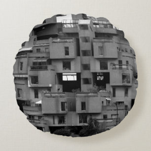 Cojín Redondo Arquitectura en blanco y negro