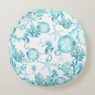 Cojín Redondo Arrecife de Coral de Coral de Arenque de Hielo Azu