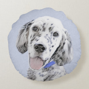 Cojín Redondo Arreglo de inglés azul Belton Pintura de perro