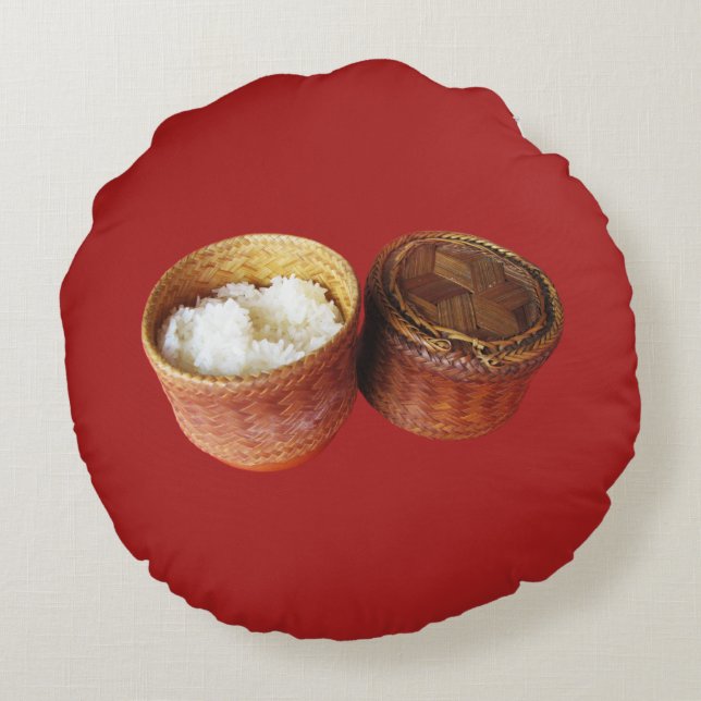 Cojín Redondo Arroz pegajoso [Khao Niao] comida tailandesa lao (Reverso)