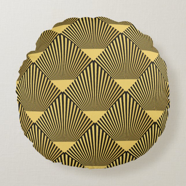 Cojín Redondo Art Deco: Ornamento De Decoración Sin Maravilla (Anverso)