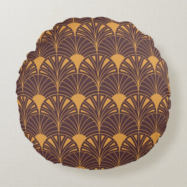 Cojín Redondo Art Deco pattern with fan-shaped motifs  (Anverso)