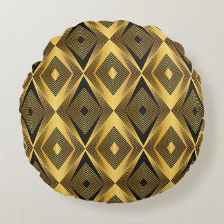 Cojín Redondo Art Deco: Resumen de fondo geométrico