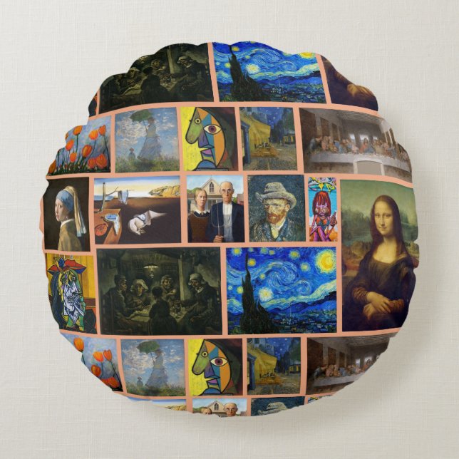 Cojín Redondo Art Masterpieces, Tan (Anverso)