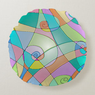 Cojín Redondo Arte abstracto colorido vidrio emplomado simulado
