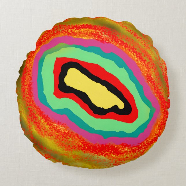 COJÍN REDONDO ARTE ABSTRACTO DE ESTILO AFRICANO DE SIXSOX (Anverso)