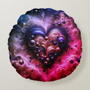 Cojín Redondo Arte abstracto de Golden Heart Swirl
