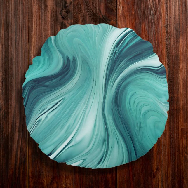 Cojín Redondo Arte abstracto de líquido verde turquesa (Subido por el creador)