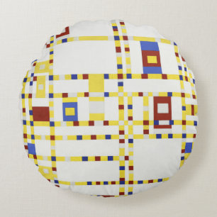 Cojín Redondo Arte abstracto Piet Mondrian Broadway Boogie Woogi