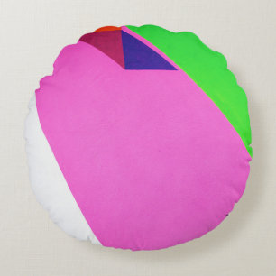 Cojín Redondo Arte abstracto rosa y multicolor