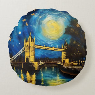 Cojín Redondo Arte Acrílico del Puente de Londres,