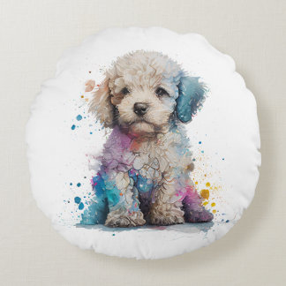 Cojín Redondo Arte acuático de cachorro de canapé cutáneo