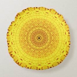 Cojín Redondo Arte amarillo de la mandala