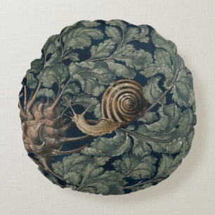 Cojín Redondo Arte Antiguo Botánico Art Nouveau Caracol Antiguo