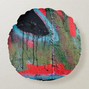 Cojín Redondo Arte bajo tierra. Hermoso grafiti de arte callejer