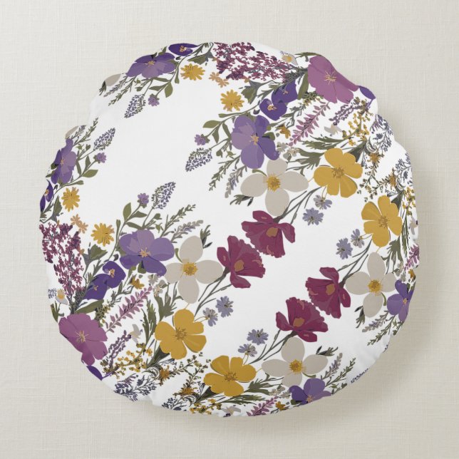 Cojín Redondo Arte botánico (Anverso)