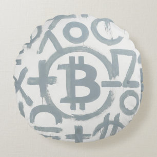 Cojín Redondo Arte Callejero Bitcoin (Pintura Blanca No. 2)