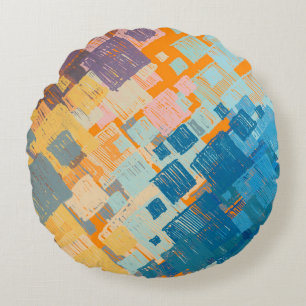 Cojín Redondo Arte contemporáneo. Textura colorida. Arte moderno