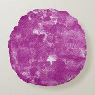 Cojín Redondo Arte de acuarela magenta orquídea vibrante