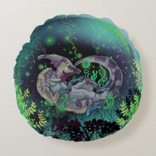 Cojín Redondo Arte de Dinosaurio de Pico de Pato