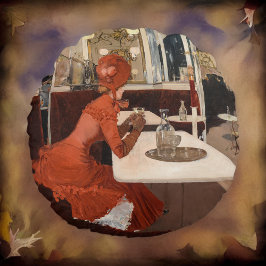 Cojín Redondo Arte de época - En el café - Fernand Lungren