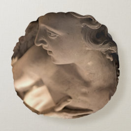 Cojín Redondo Arte de escultura de ángel de mármol Imprimir