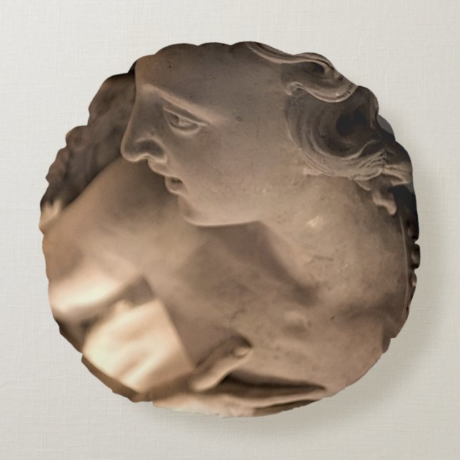 Cojín Redondo Arte de escultura de ángel de mármol Imprimir (Anverso)
