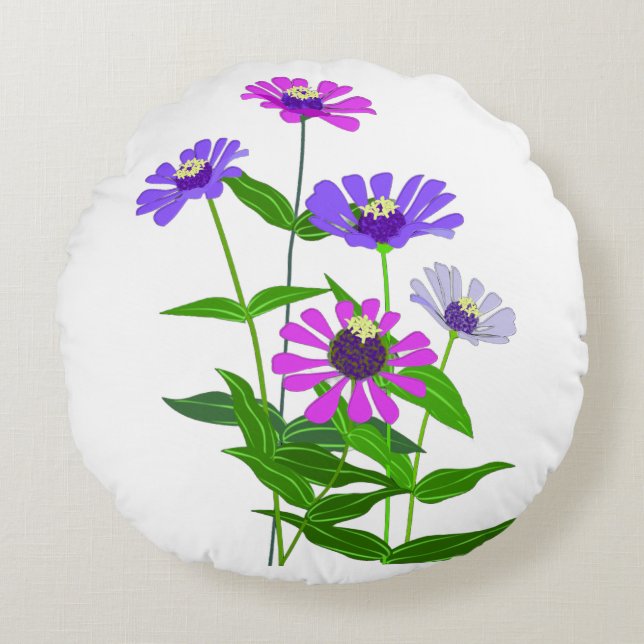 Cojín Redondo Arte de Flor Cósmica (Anverso)