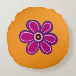 Cojín Redondo Arte de flores luminosas abstractas