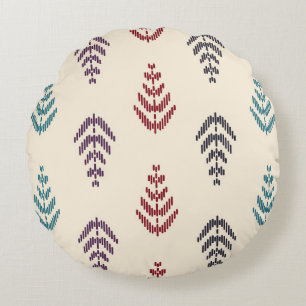 Cojín Redondo Arte de fondo de la hoja étnica. Patrón sin foco e