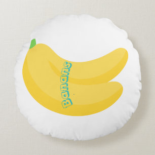 Cojín Redondo Arte de Frutas Adorable / Estética de Comida Tropi