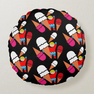 Cojín Redondo Arte De Helado Retro Vintage